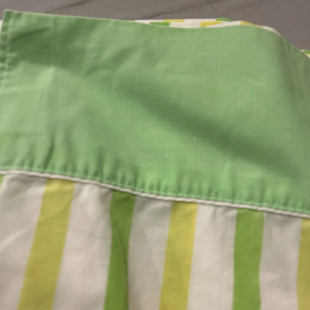 Cannon Monticello Vtg 70s Sheets Twin Green Yellow White Stripe No Iron‎ Muslin